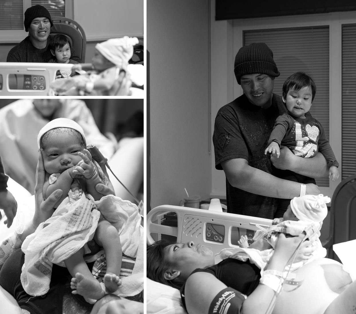 Sibling meeting baby in the hospital